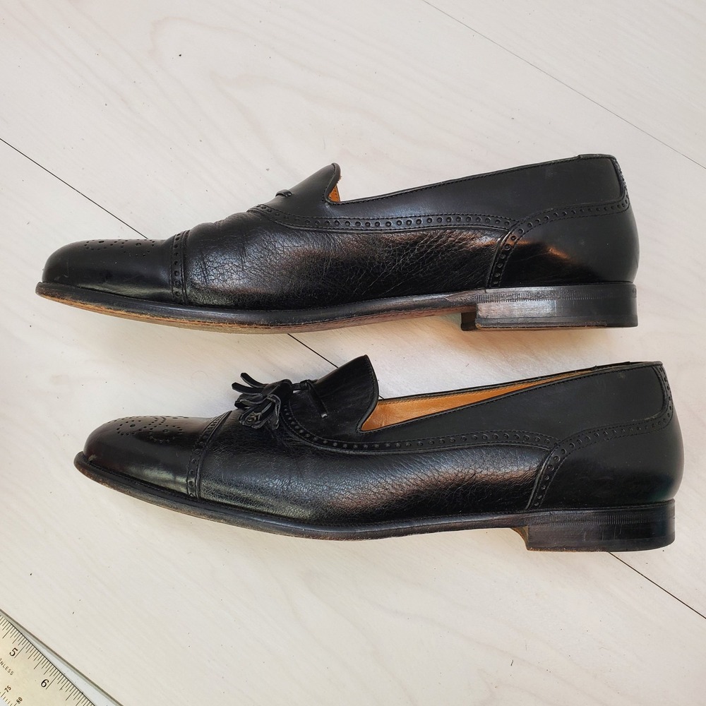Mezlan Havana‎ 404M Mens Black Leather Tassel Loafers Wingtip Brogue Spain 11 M - Picture 4 of 13